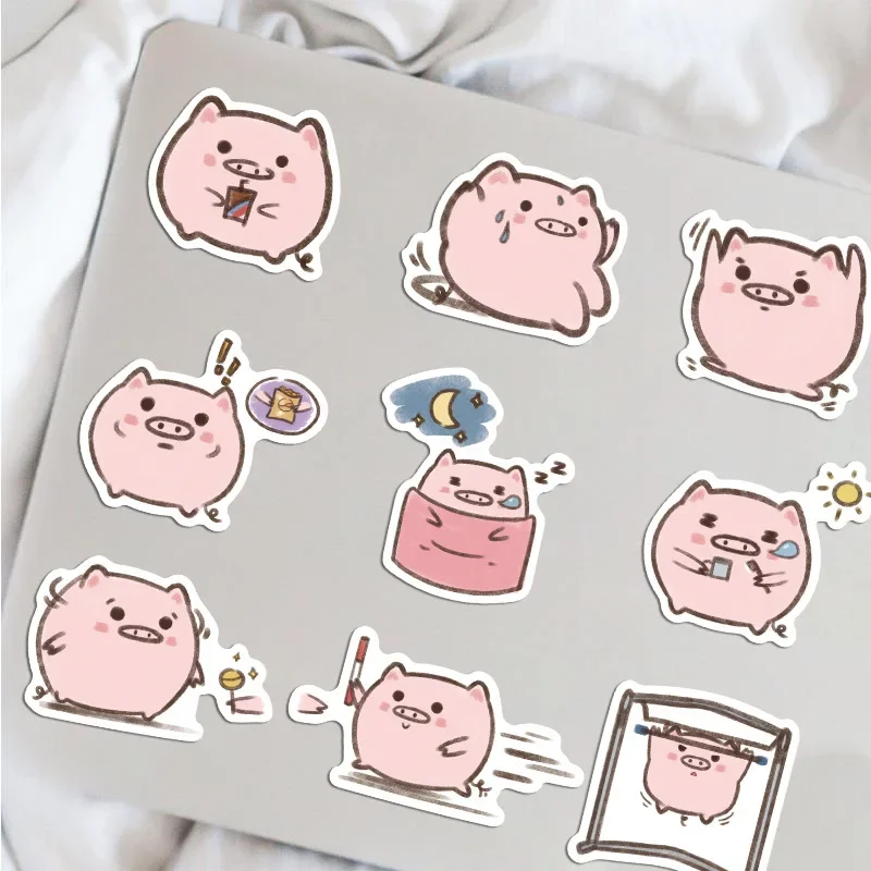 50PCS Cartoon Pig Stickers Kawaii Exercising Pig Stickers Mobile Phone Stickers Notebook Decorative Stickers