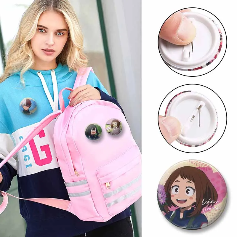 My Hero Academia Anime Brooch Katsuki Bakugo Shoto Ochaco Tenya Denki Cartoon Pin for Backpack Accessories Cosplay Badges Gifts