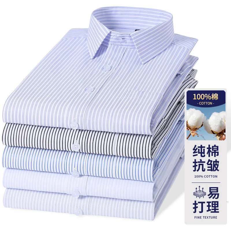 

8XL 7XL Высококачественные мужские рубашки из 100% хлопка с длинным рукавом, приталенная деловая рубашка в полоску, социальная мужская одежда больших размеров