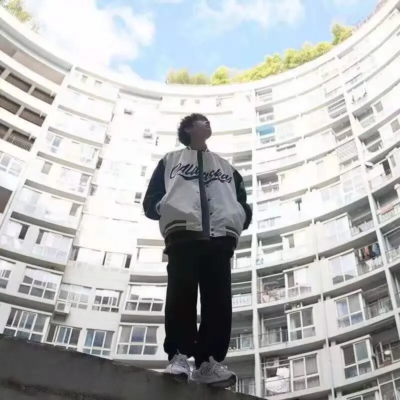 

Autumn Winter Large Size 250 Pou Couples Matching Color Blo Baseball Sle Men's Jaet Trendy American Sle Outerwear