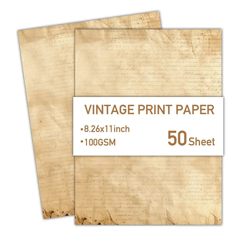 

50 Sheets Vintage Stationery Writing Paper Classical Simple Printing Paper Double Sided 100GSM Pirate Scrolls Envelopes