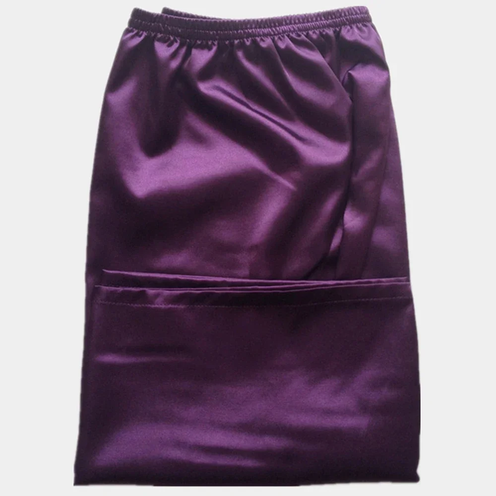 Home Silk Satin Pajamas Shorts For Men, Nightwear Pyjamas Pants, Available In Purple, Wine Red, Silver Gray, And Blue Shades