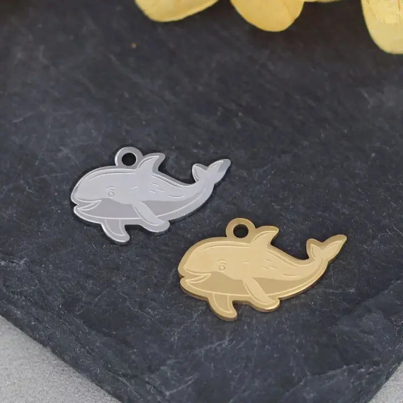 2 قطعة الحوت الجميل المحيط الحيوان الفولاذ المقاوم للصدأ قلادة جالبة للحظ لصنع المجوهرات قلادة سلاسل المفاتيح هدايا الاطفال DIY بها بنفسك الملحقات #1