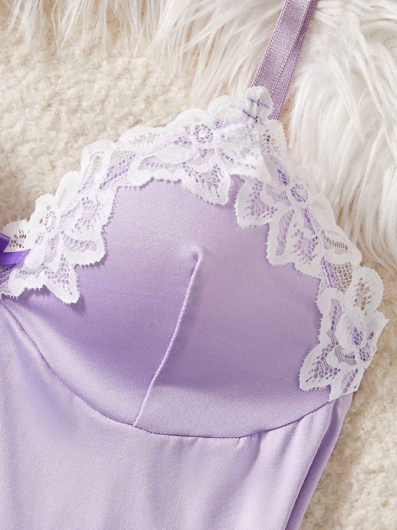 Light Purple Women Nightdress Sexy Lace Bow Lingerie Adult Dress Babydoll Sex Sleepdress Underwear Sets Ladies Erotic Outfits image 4