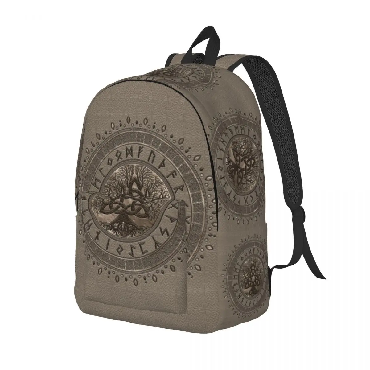 Tree Of Life With Triquetra Canvas Backpack for Women Water Resistant College School Viking Norse Yggdrasil Bag Print Bookbag