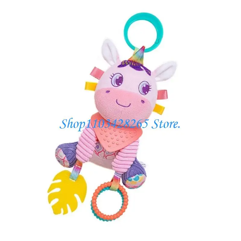 لعبة حسية تنموية لمقاعد السيارة لعربات الأطفال دمية على شكل حيوان من القطيفة مع مؤثرات صوتية وخطوبة بصرية G2TE #3