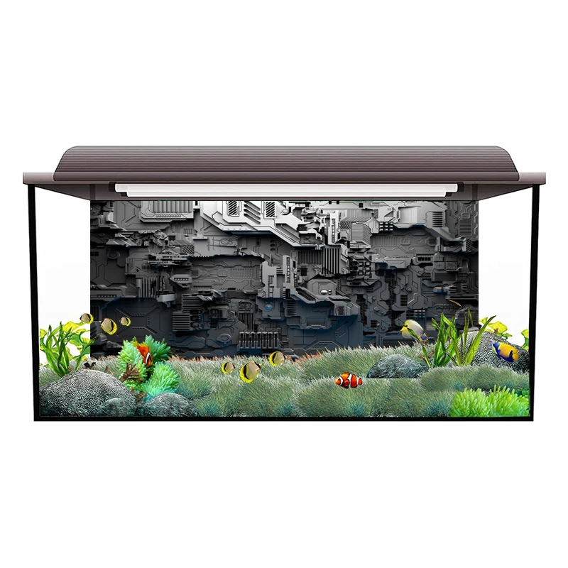 Fondo adhesivo de Acuario, póster de nave espacial, decoración de tanque de peces, papel tapiz autoadhesivo, fondo 3d