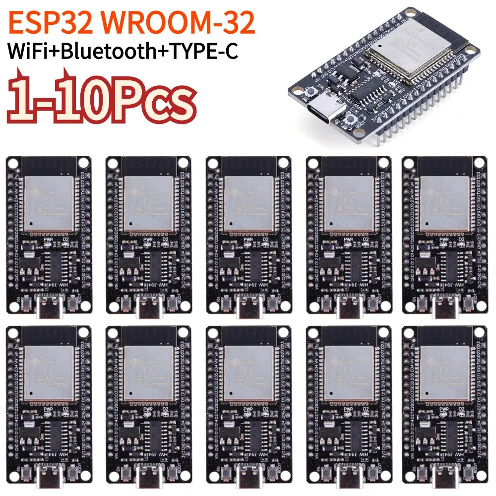 Placa de desenvolvimento ESP32 Nodemcu, Wi-Fi e Bluetooth Compatível, Tipo-C, 30Pin, Módulo ESP32 Nodemcu, 1-10PCs, ESP32-S