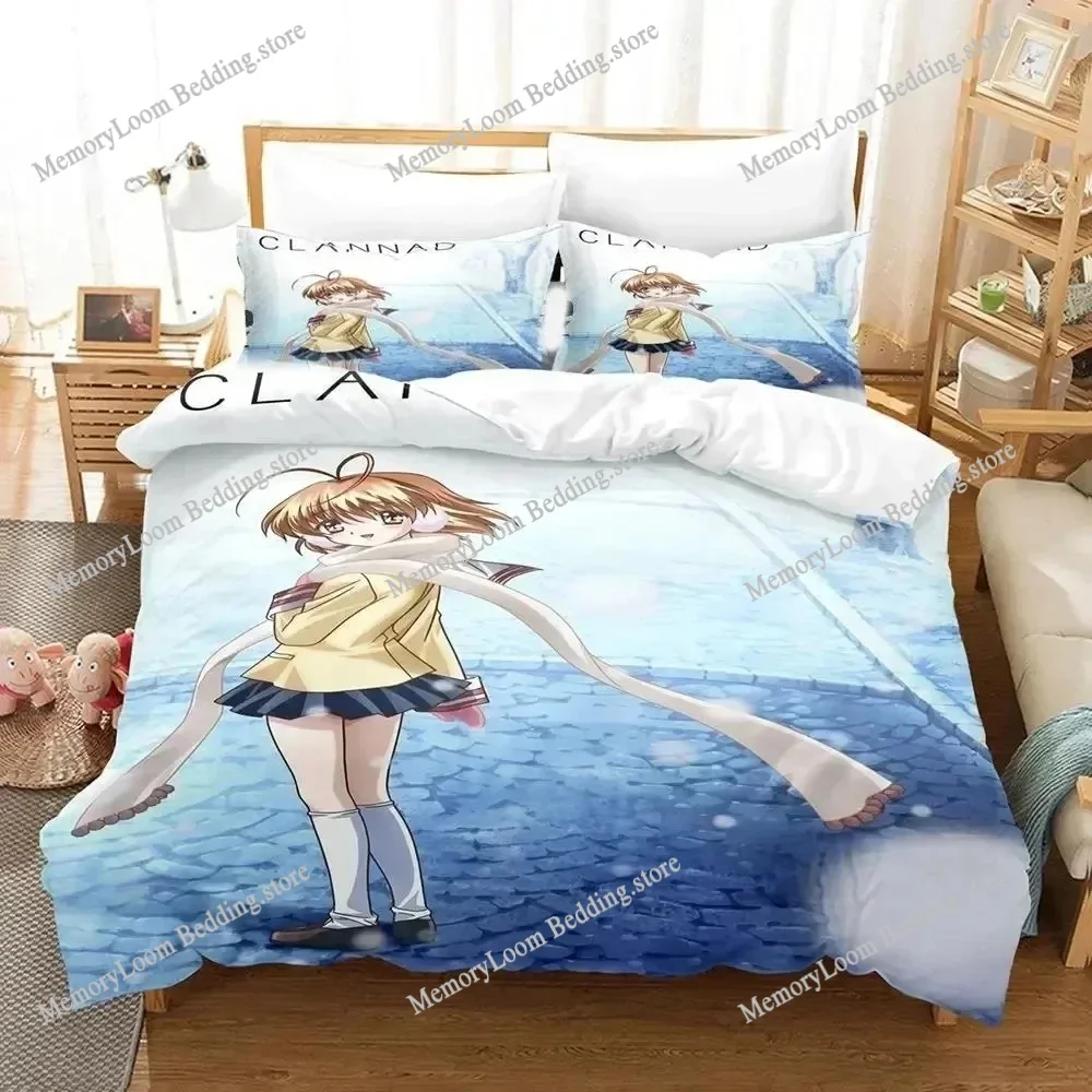 

3D Anime CLANNAD Bedding Set Duvet Cover Adult Bed Set Quilt Cover Pillowcase king Queen Size Boys Bedding Set