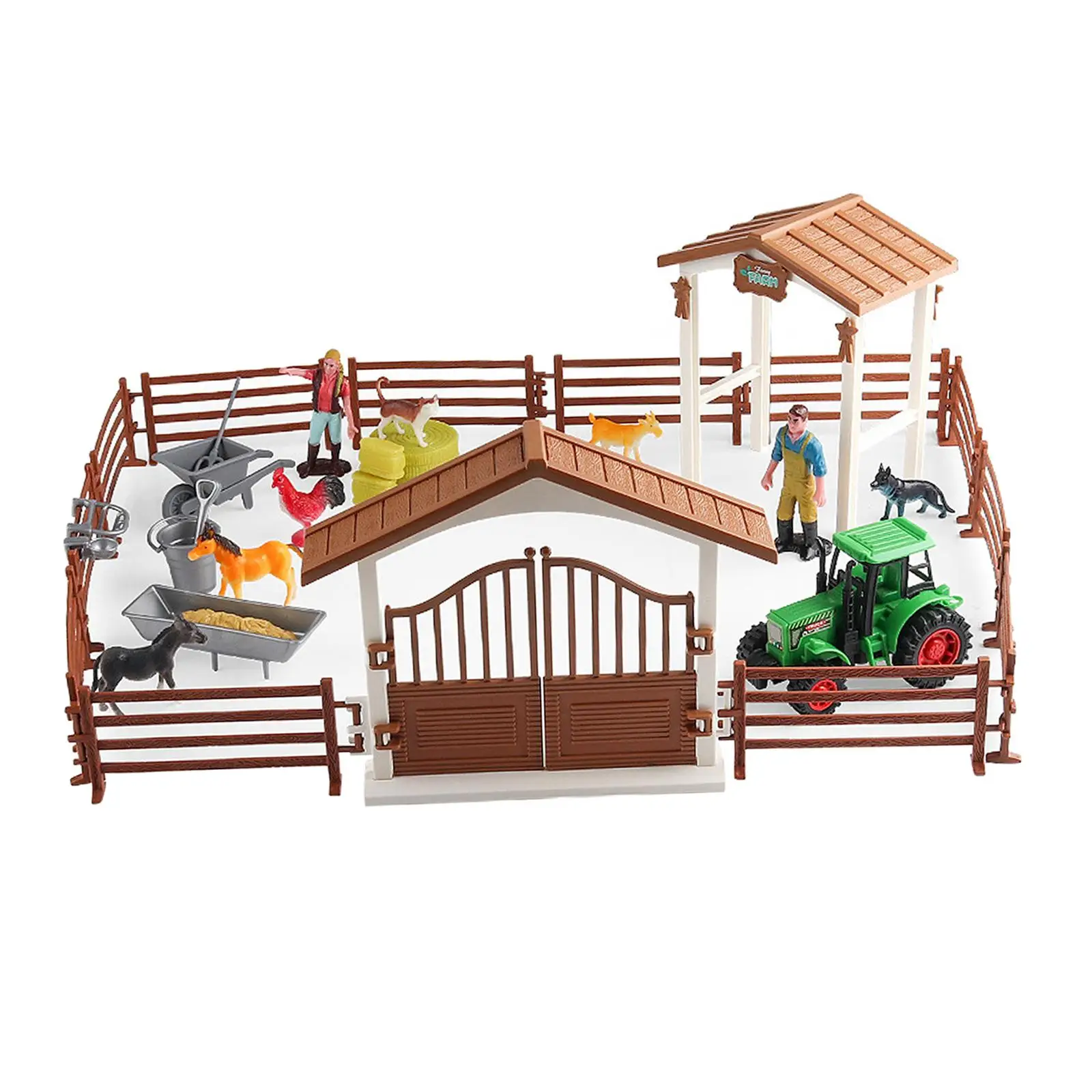 Mini Barn Farm Toys Playset Fence Farm Playset for Boys Girls 3-12 Years Old Style A