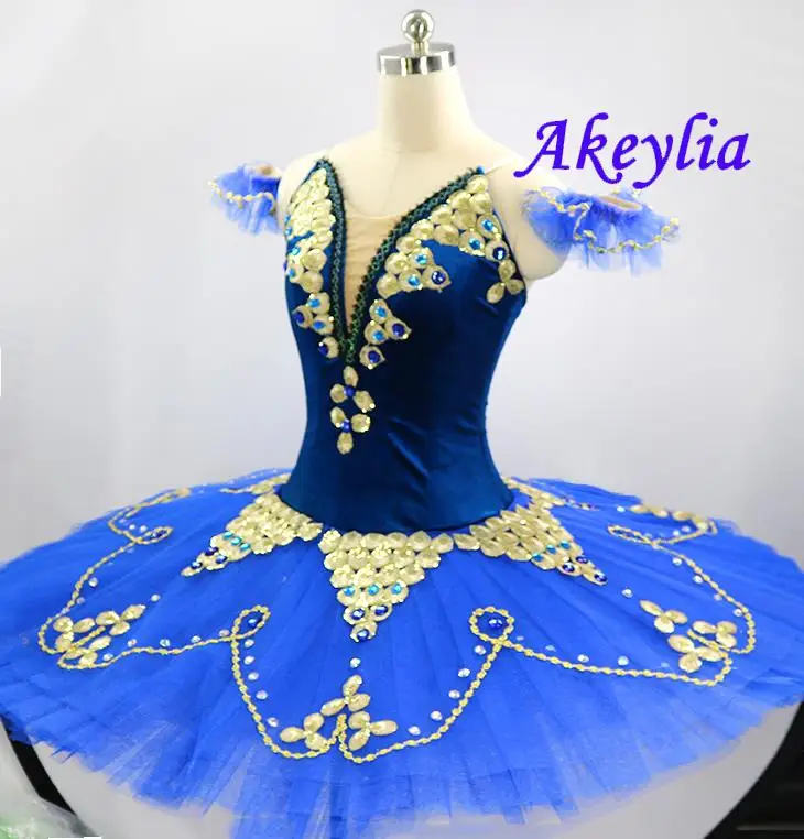 Royal blue Professional Competiton Ballet Tutus girls Pancake TUTU Ballet Classical Blue Bird Dance Stage Costume child JN9189