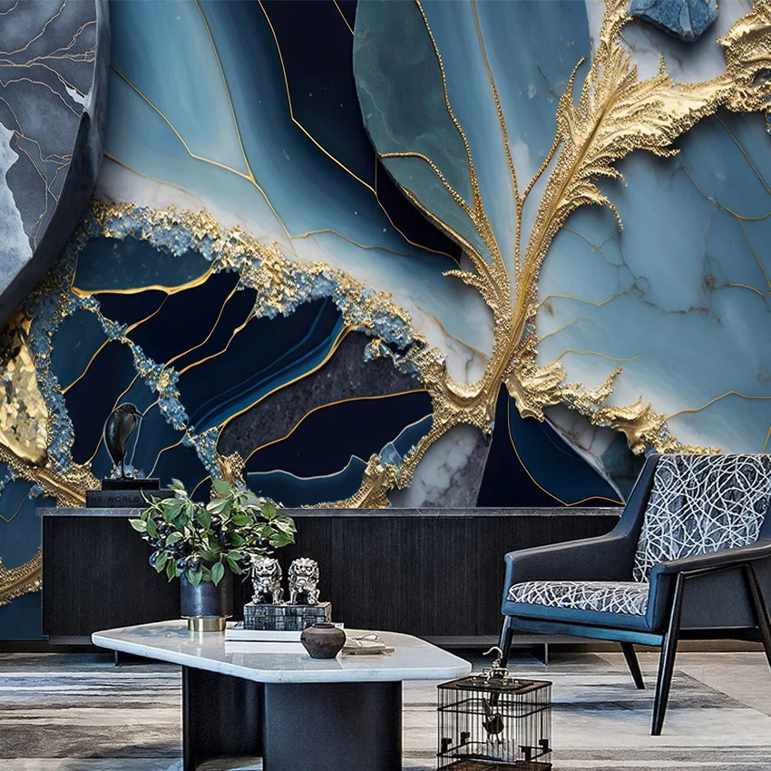 

Обои на заказ, домашний декор, самоклеящиеся обои для украшения гостиной, спальни, темный мрамор, мебель, ремонт, фрески