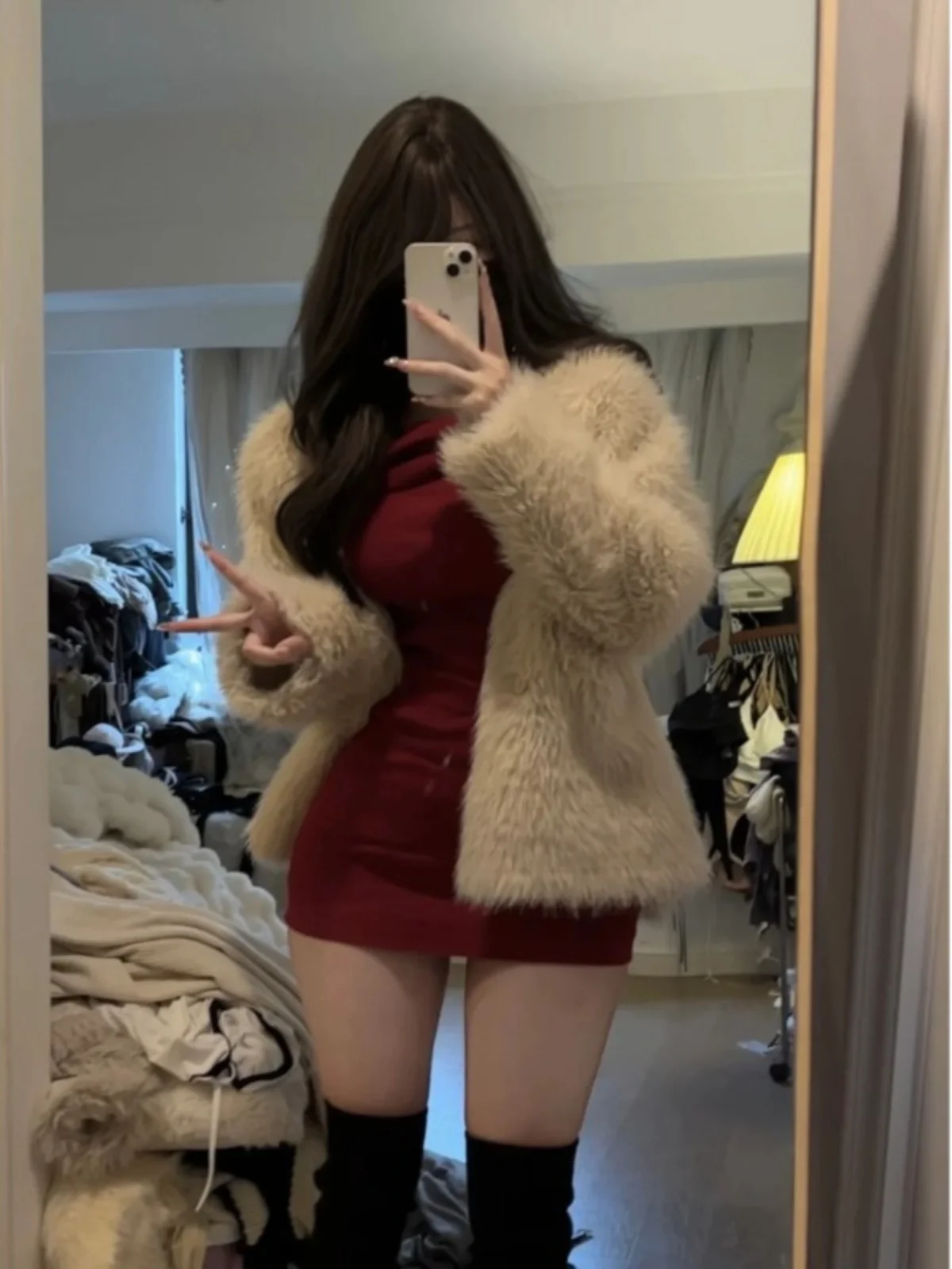 Bodycon Dresses V Neck Long Sleeve Woman Spring Draped Side Weekend Picnic Women Gathered Ruching Dimensional Silky Women's Vibe