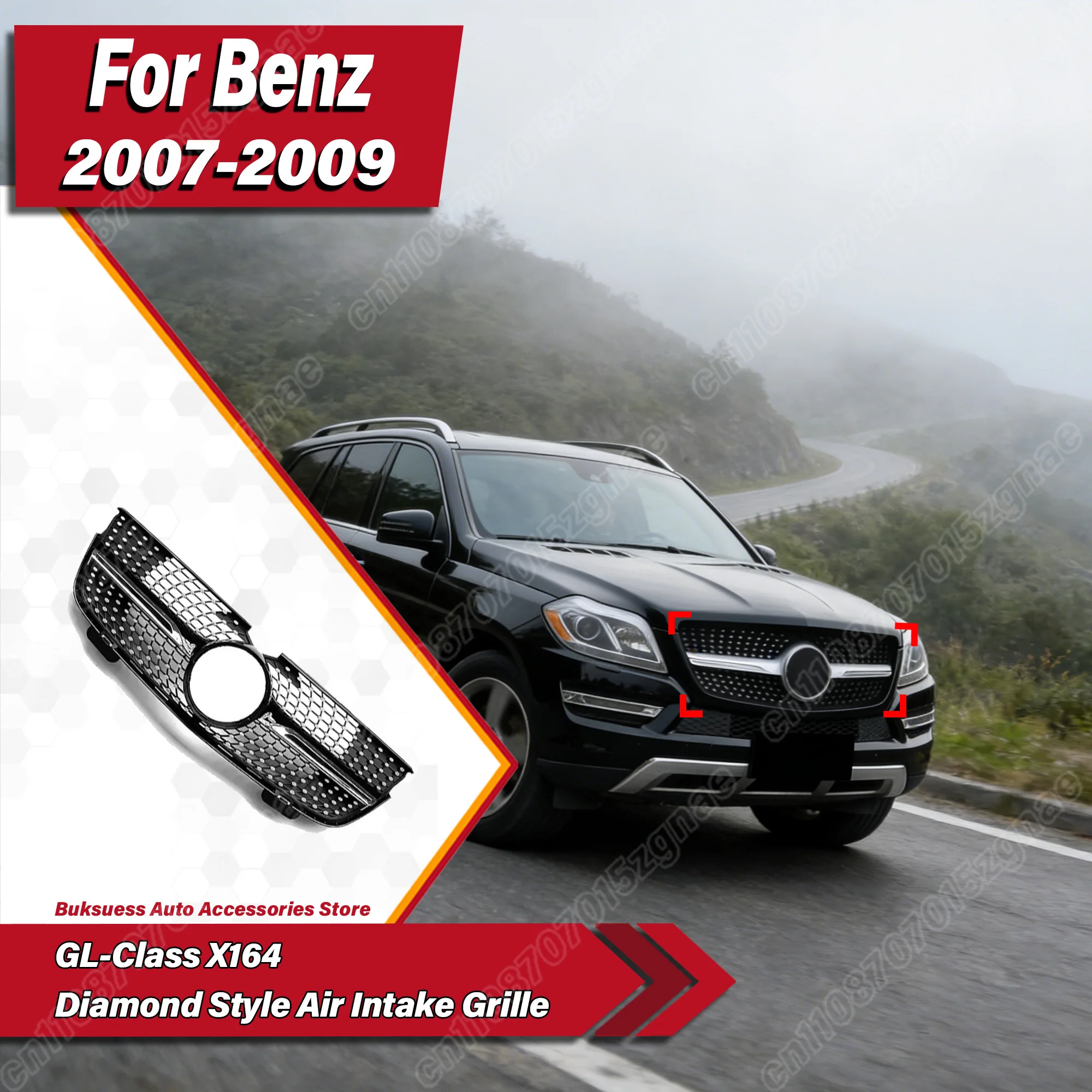 

For Mercedes-Benz GL-Class X164 GL320 GL450 2007 2008 2009 Car Front Bumper Diamond Style Air Intake Grille SUV Radiator Cover
