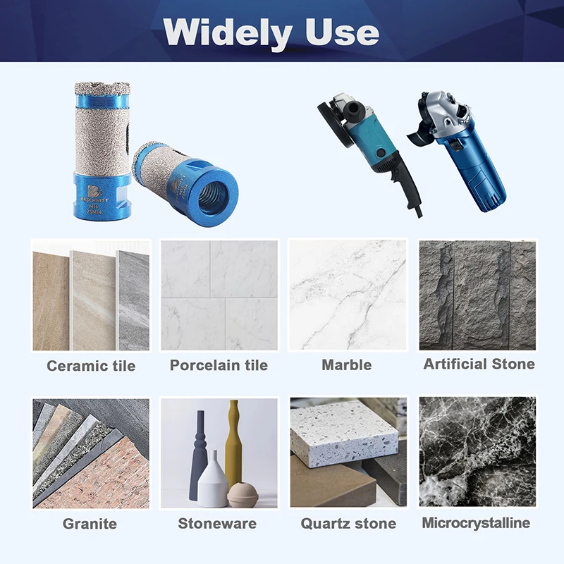 BRSCHNITT-Drilling Bit Milling Bit for Porcelain Marble Tile Hole Saw Grinding Bit Mill Bit, Dia 20, 25, 35, 50, 68mm 58 Thread