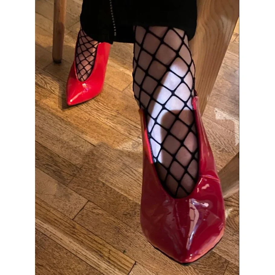 Zapatos de tacón alto finos con punta en pico y purpurina roja, sin cordones, a la moda, sexys, de verano, talla grande 2026, para mujer, Zapatillas Mujer