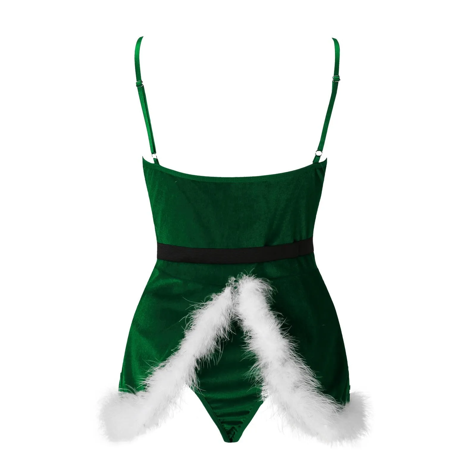 Women Christmas Costume Faux Fur Trim Red Flannel Underwired Bra Corset Sexy Bustier Cami Crop Tops Xmas Party Rave Dress Up