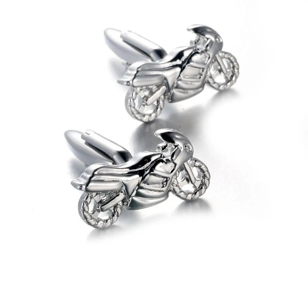 Steel Silver Motorcycle Cufflinks Trendy Men’s Cuff Links for Shirt Button Decoration at Weddings