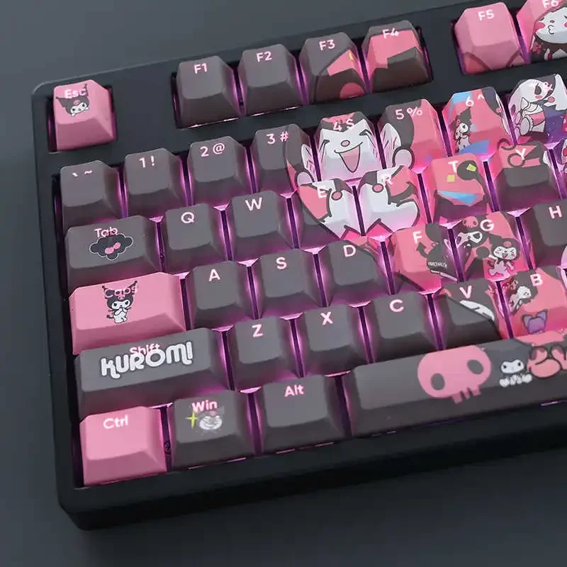 

Anime Sanrio Kuromi Themed Keycaps 108 Keys PBT Translucent Cherry Profile MX Switch Girl Gaming Mechanical Keyboard Keycaps