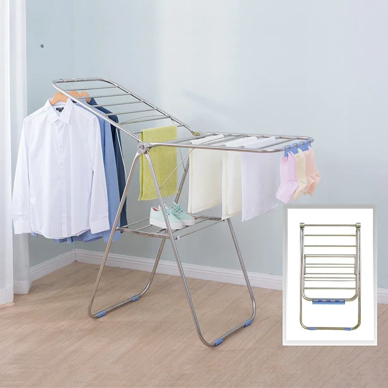 Free installation stainless steel drying rack floor folding sunbed towel rack