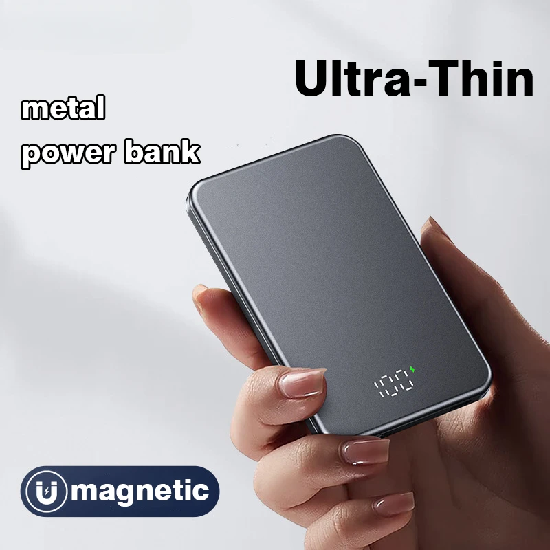 For IPhone 15 14 Xiaomi Magnetic 10000mAh Power Bank Wireless Portable Fast Charger Slim Metal Powerbank External Spare Batteryx