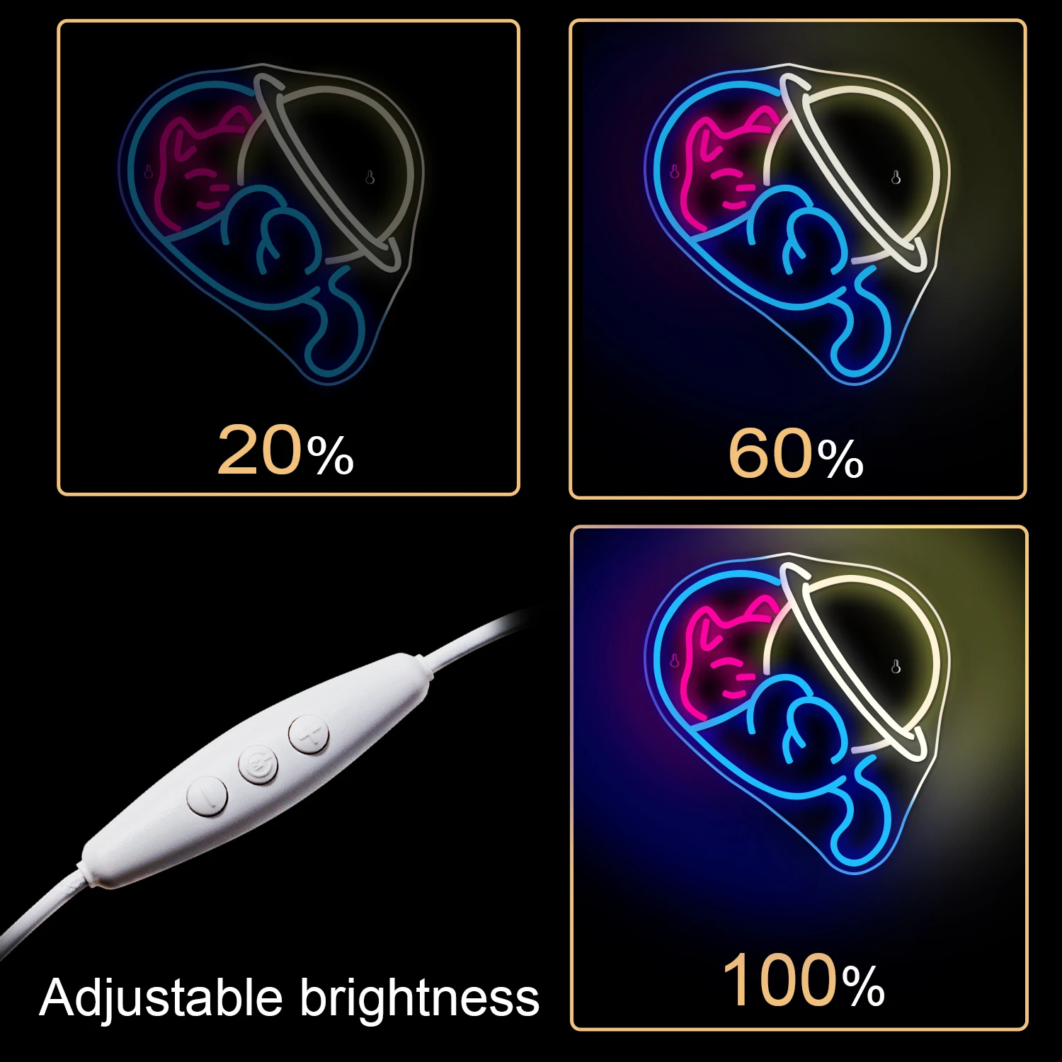 Astronaut Cat Planet Neon Sign For Wall Decor Creative Room Decoration For Kid's Bedroom Home Party Bar Club USB Lamp Nice Gift