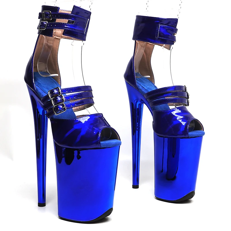 

Leecabe 23CM/9inches shiny PU Holographic fashion exoticism electroplate Platform High Heels Sandals Pole Dance shoes