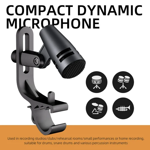 Imagen 2 del producto Micrófono de tambor E604 Tom Snare, instrumento cardioide con cable con soporte de brazo de Clip para grabación profesional