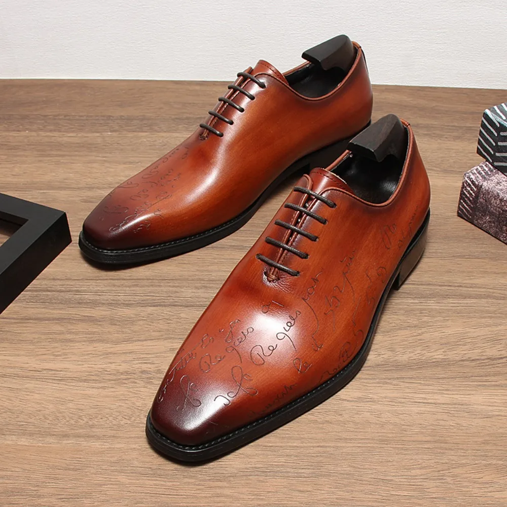 Office Men Dress Shoes Floral Pattern Men Formal Shoes Leather Luxury Fashion Groom Wedding Shoes Men Oxford Shoe Dress 37-45