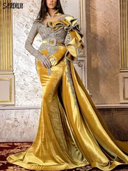 Royal Yellow Velvet Evening Dress Exquisite Party Eleagnt Prom Dresses Mermaid Gown Customized Celebrity Robe De Mariée