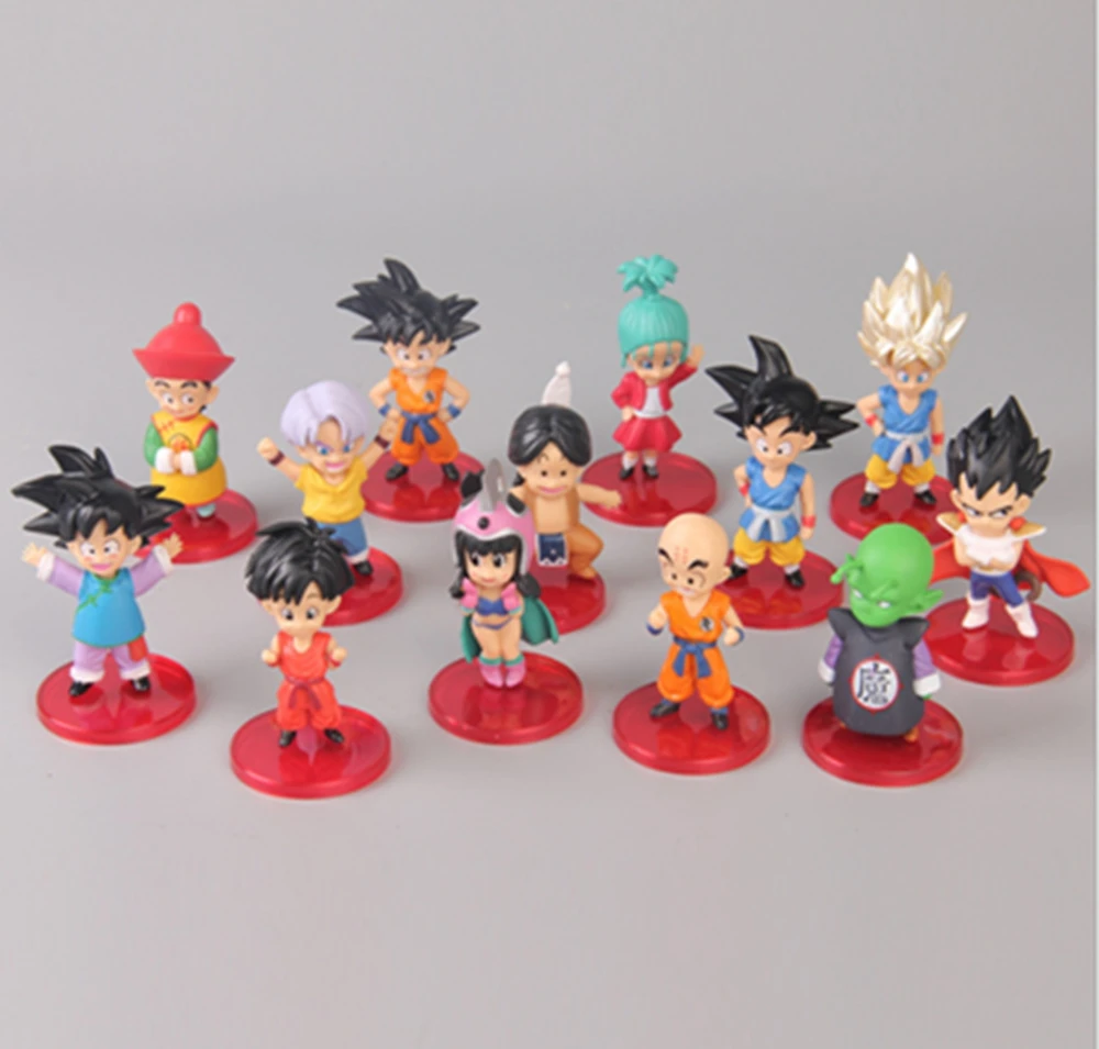 13Pcs/1Set Dragon Ball Son Goku Figure WCF Super Saiyan Son Gohan Krillin Kiki Character Model Toy Gift Collection Action Figure