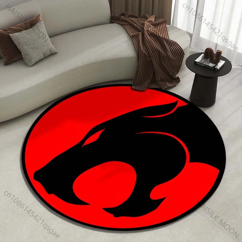 Abstract Red and Black Beast Logo Printed round carpet living room sofa table large pet mat soft round carpet home decor