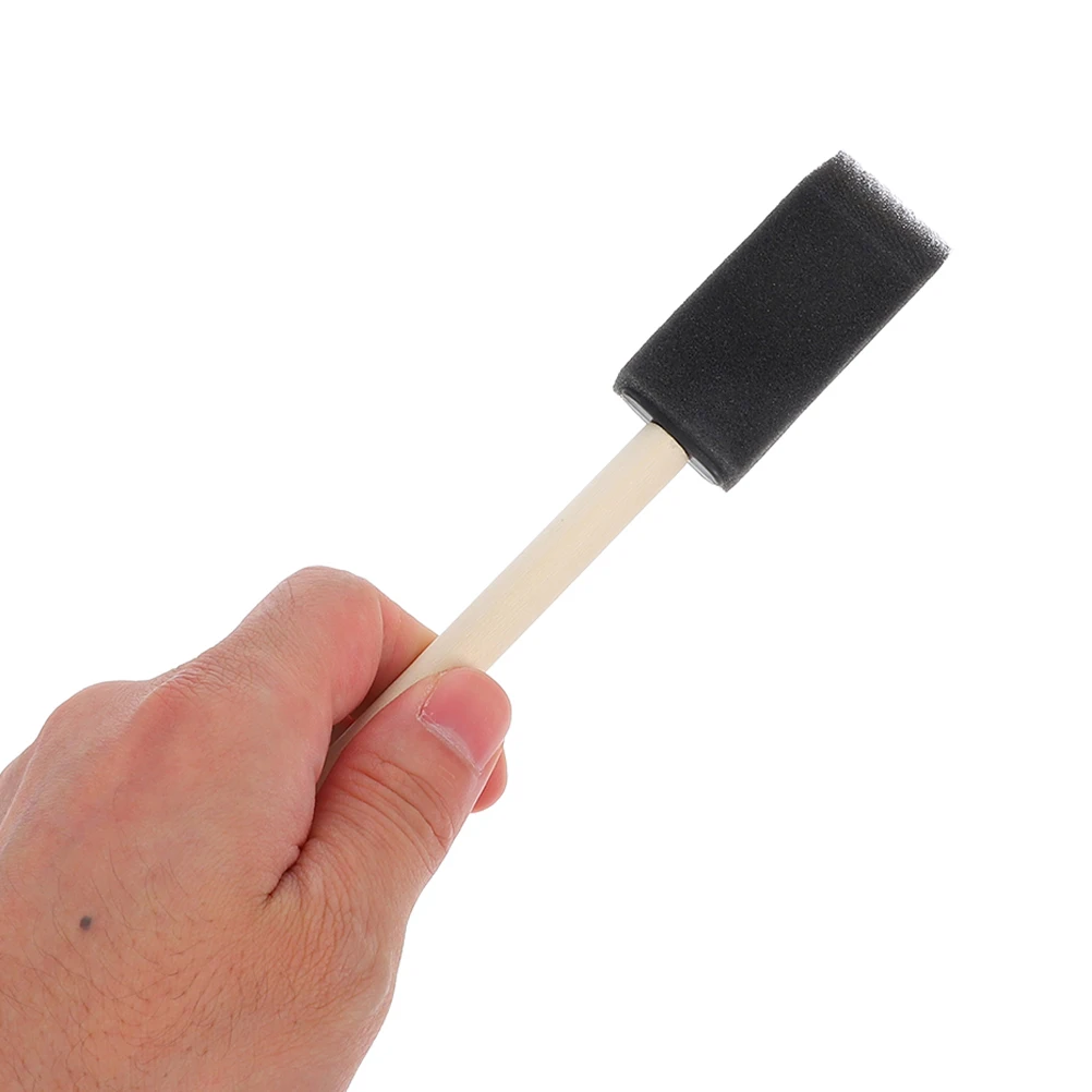 

18pcs Children Doodle Sponge Brush Black Wood Handle Foam Brushes Art Projects Wall Painting Craft Diy Staining Acrylic Round