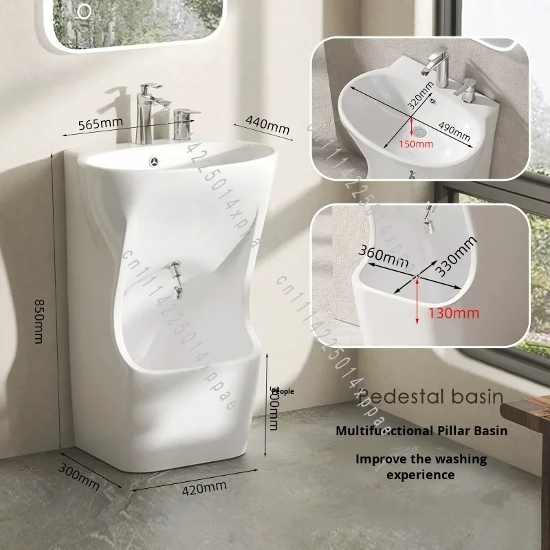 Integrated for Foot Face and Hand Washing for Bathroom or Washroom with Drainer New Middle Eastern Ceramic Small Basin