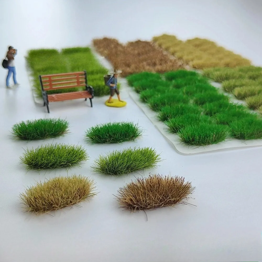 14pcs/box Elliptical Grass Clusters, Building Model Accessories,  DIY Sand Table Scenario Simulation Grass Flower Clusters