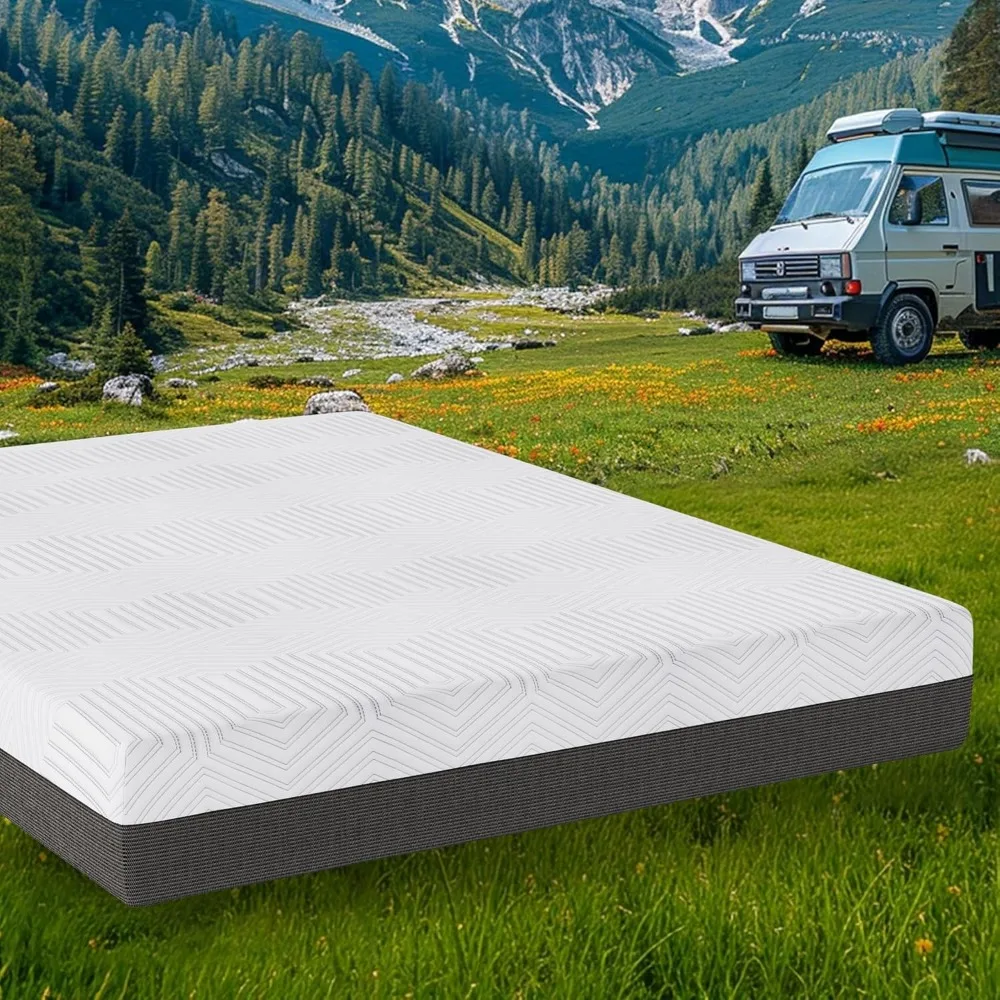 مرتبة RV مقاس 10 بوصة ثلاثة أرباع، مرتبة إسفنجية الذاكرة من جل الفحم لتخييم RV، داعمة وتنظيم درجة الحرارة، وتخفيف الضغط #1