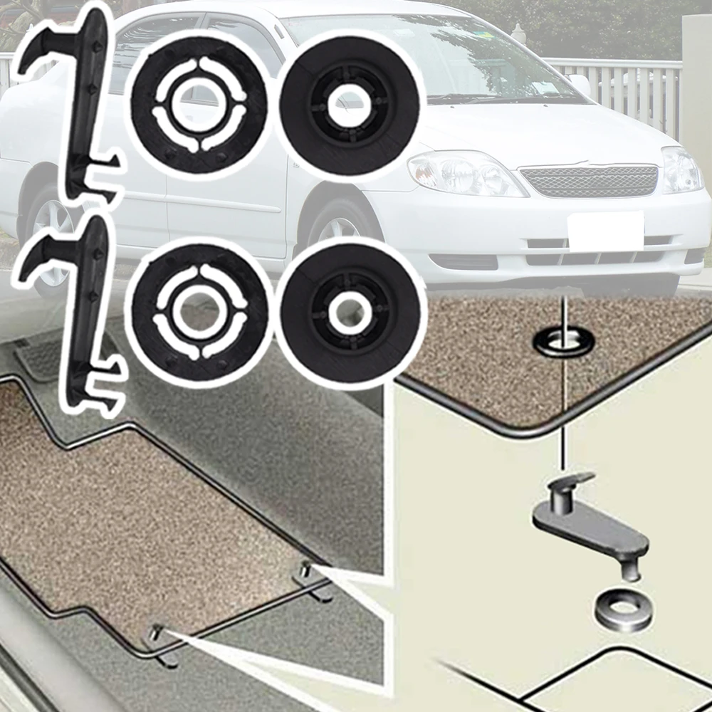 2 Kit For Toyota Corolla E120 E130 2002 - 2008 Matrix Tacoma N140 N190 N270 Carpet Floor Mat Clip Retainer Fixing Clamp Rivets