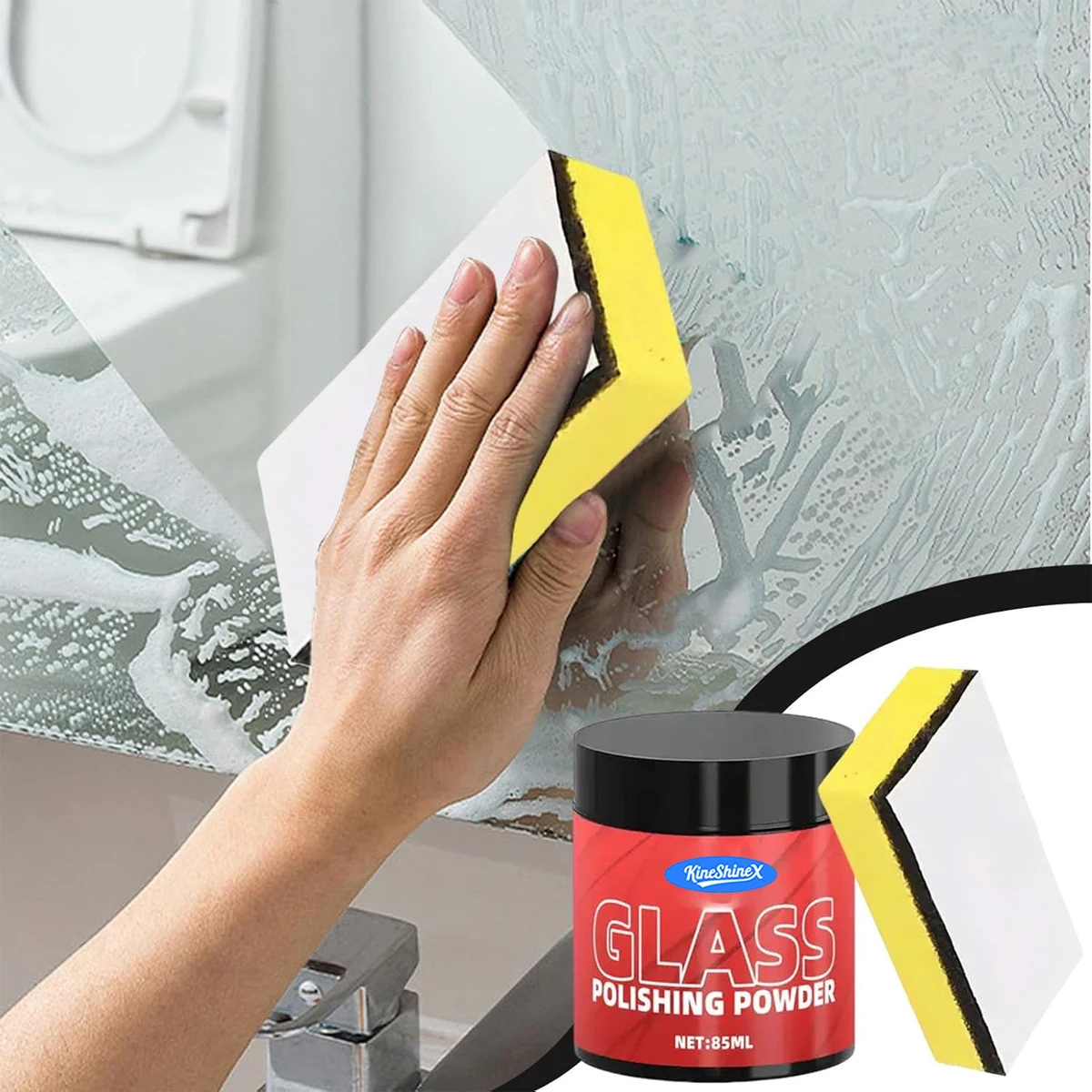 Glass Polishing Powder Restorer Tool 85ml Fast Scratch Remover for Car Mirrors Bathroom RV Mirror Surfaces Repair Solution