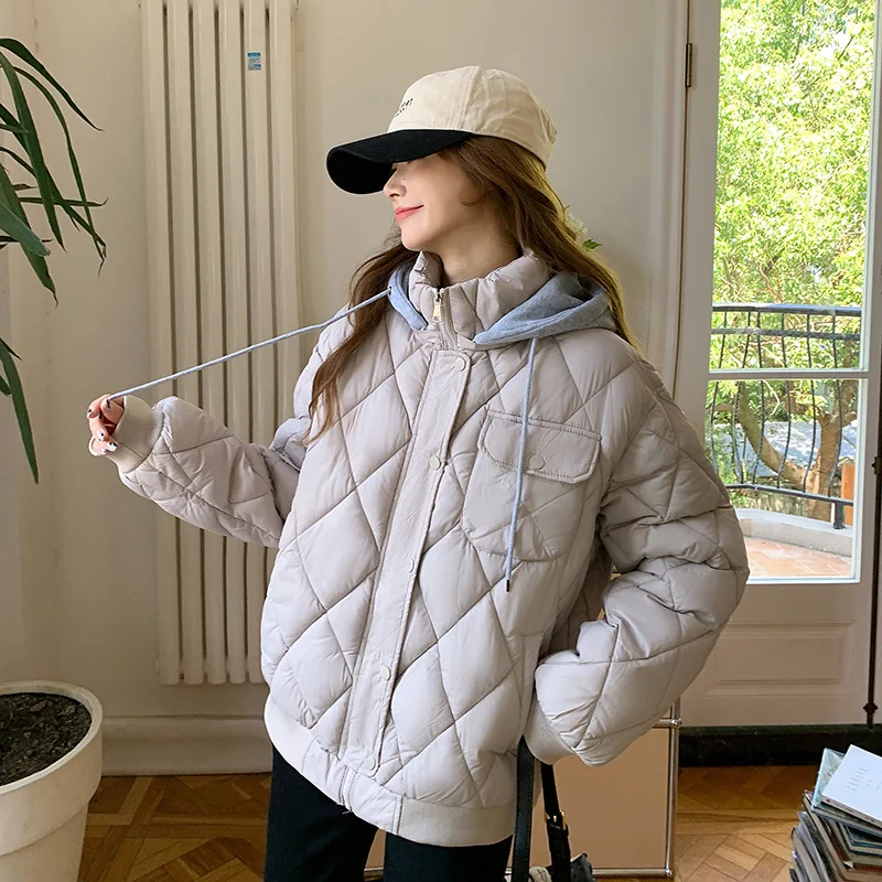 

Vintage Quilted Hooded Puffer Jacket Women Winter Coat Windproof Parka Long Sleeve Korean Snow Clothes Zipper Winter Clothes