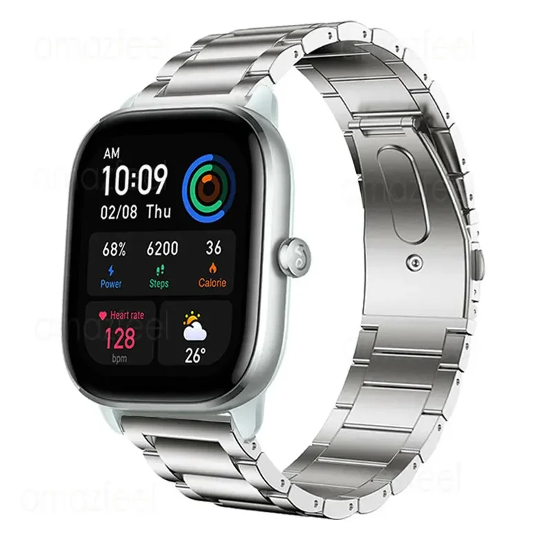 20mm Stainless Steel Watchband For Amazfit GTS 4 Mini Smart Watch Bracelet For Amazfit Bip 3/3 Pro Wristband GTS 3 2 Metal Strap