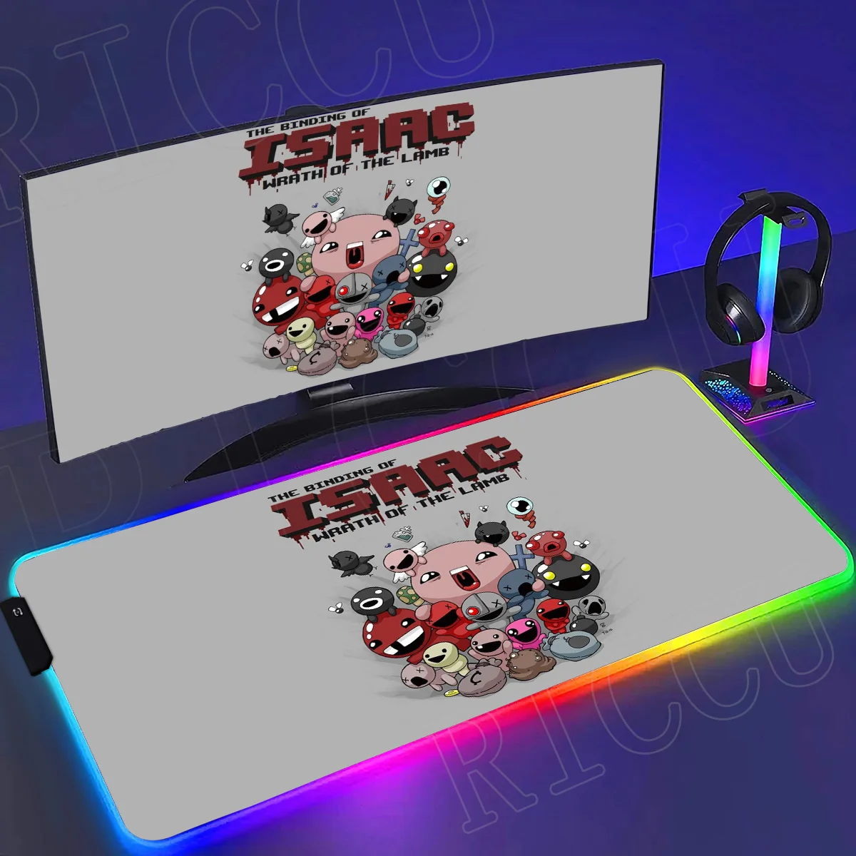 

RGB XXL 400x900MM The Binding Of Isaac Mouse pad Gamer Gaming Keyboard Computer PC Accessories LED Desk mat Cabinet Mause pads