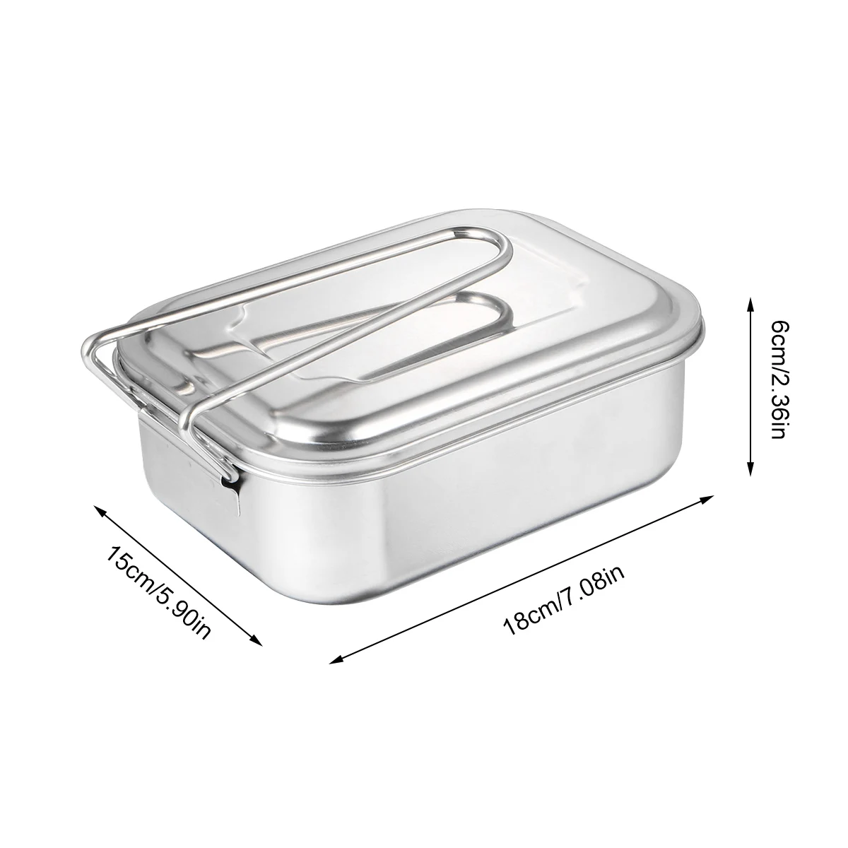 

304 Stainless Steel Lunch Box Square Container Medium Food Storage Adults Kids Office Kitchen Camping Travel