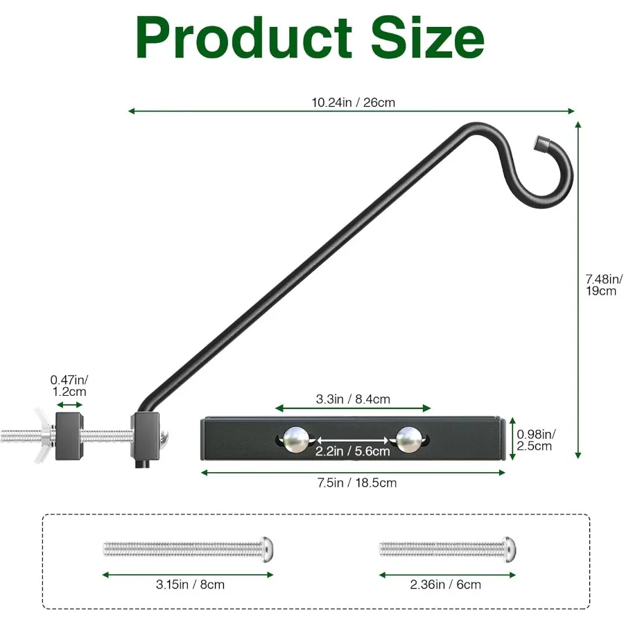 12Inch Deck Bird Feeder Hanger for Railing Outdoor Dr Plant Hanger Balcony Railing Hook 22LB Capacity for Hanging Plants Bird F