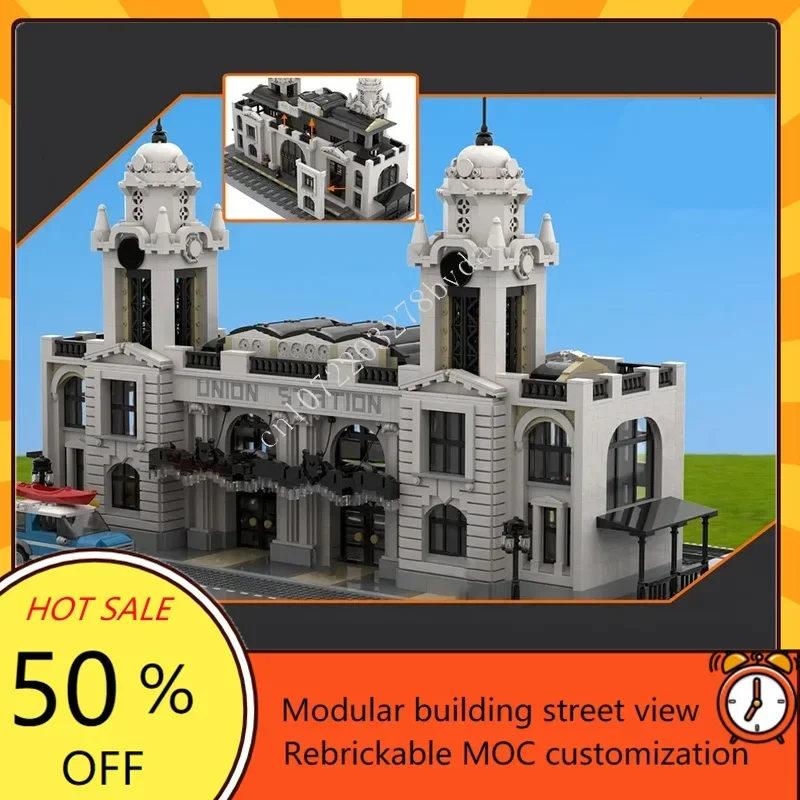 4895PCS MB14 Union Treinstation Modulair MOC Custom Street View Architectuur Puzzel Creatief DIY Educatief Model Cadeau