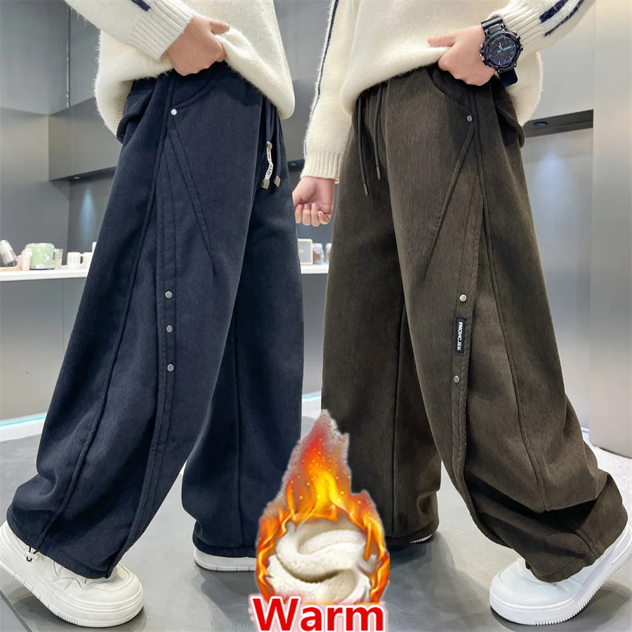 

New Arrival Children Winter Pants for Teen Boys Casual Insulated Fleece Trousers Kids Teenager Thick Thermal Sweatpants Age 5-14