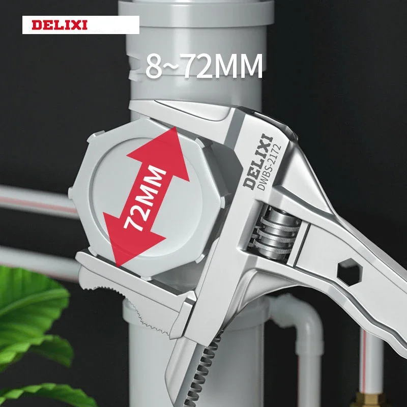 DELIXI Multifunctional Wrench Aluminum Alloy Universal Large Opening Adjustable Water Pipe Repair Tools for Plumber Electrician