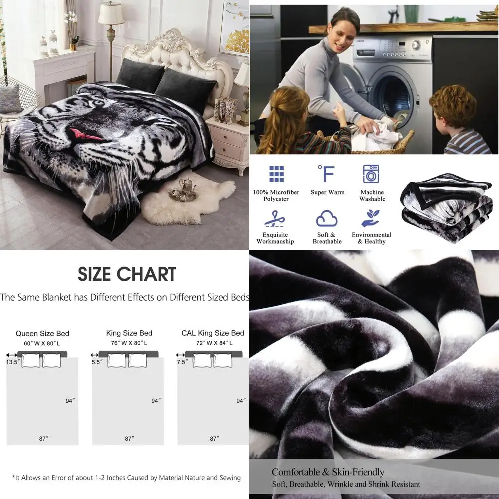 

Тяжелое флисовое одеяло королевского размера, 87x94, 10,5 фунтов, теплый узор в полоску тигра, мягкий и плюшевый для осени и зимы