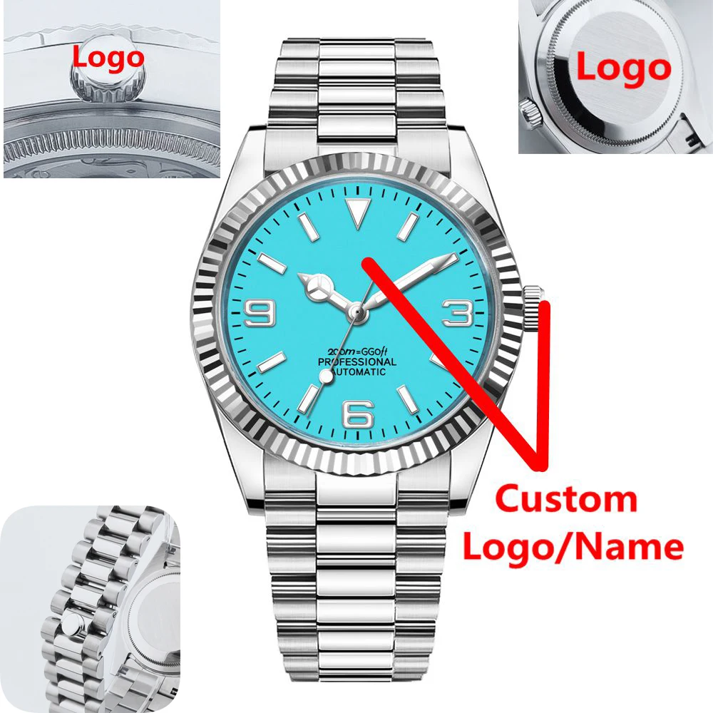 Reloj de lujo con logotipo personalizado para hombre y mujer, 36MM/39MM, NH35 /MIYOTA, relojes de pulsera mecánicos automáticos, Reloj luminoso de zafiro resistente al agua