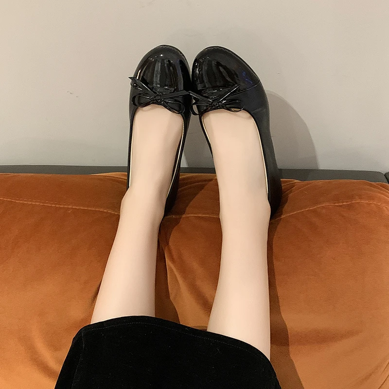 Spring and Autumn Elegant Round Head Sexy Bow Low Heel Casual Shoes Fashionable and Bestselling New Comfortable Women's Shoes