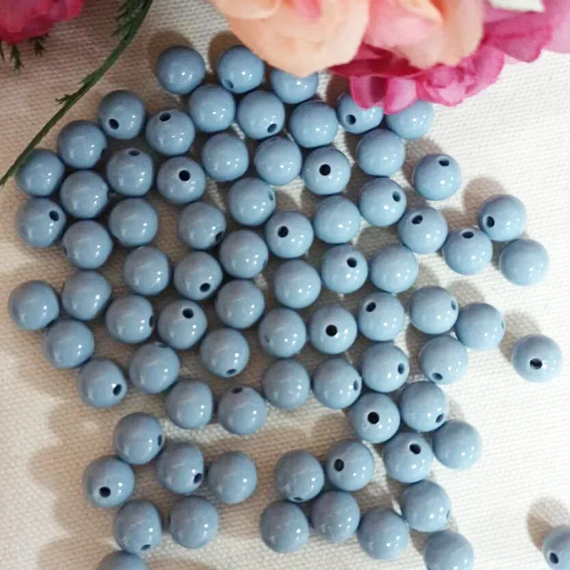 8mm/10mm acrylic solid color round bead gray blue Pulan net red same type hook bag beading material 500g